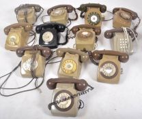 COLLECTION OF TWELVE VINTAGE 1970S ROTARY DIAL TELEPHONES