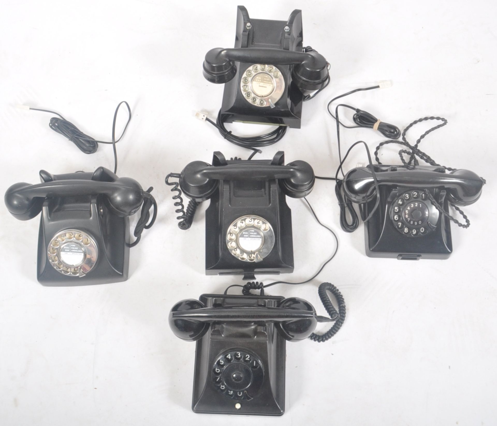 COLLECTION OF FIVE BLACK BAKELITE ROTARY TELEPHONES - Image 2 of 8