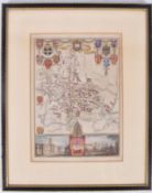 THOMAS MOULE - MID 19TH CENTURY HAND COLOURED MAP OF OXFORD