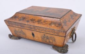 EARLY 19TH CENTURY GEORGIAN PENWORK DECORATED BOX