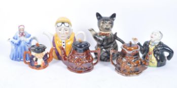 COLLECTION OF SEVEN VINTAGE 20TH CENTURY NOVELTY TEAPOTS