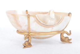 20TH CENTURY GREEK MOTHER OF PEARL DISH ON GILT MOUNTS