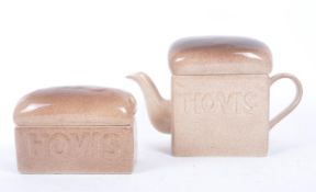 VINTAGE ADVERTISING - 20TH CENTURY HOVIS TEAPOT AND LIDDED POT