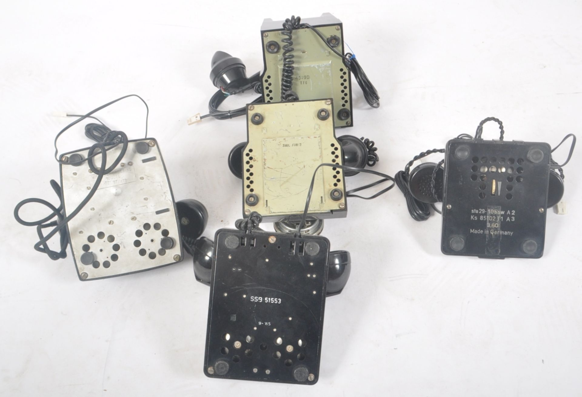 COLLECTION OF FIVE BLACK BAKELITE ROTARY TELEPHONES - Image 6 of 8