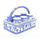 FORDS CHINA - NINETEENTH CENTURY BLUE & WHITE EGG CUP HOLDER