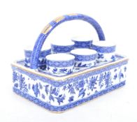 FORDS CHINA - NINETEENTH CENTURY BLUE & WHITE EGG CUP HOLDER