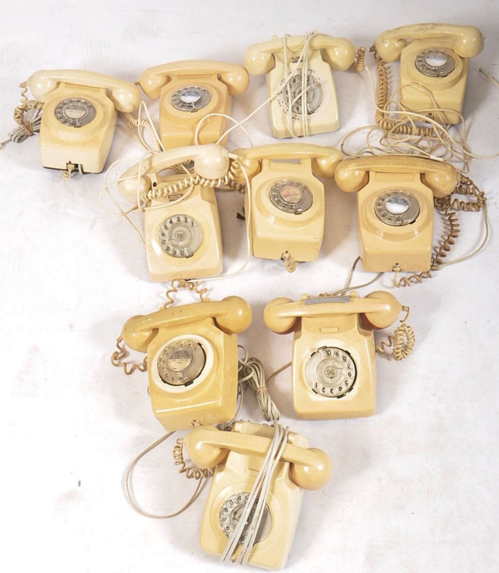 COLLECTION OF TEN VINTAGE 1970S ROTARY DIAL GPO TELEPHONES