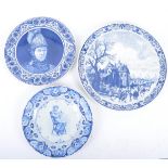 THREE EARLY 20TH CENTURY COMMEMORATIVE DELFT CHARGERS