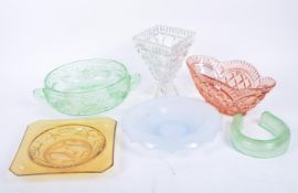 SIX PIECES OF MIDCENTURY VINTAGE ART DECO STYLE CUT GLASS
