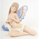 LLADRO - 1403 BUTTERFLY GIRL WITH ROSE - PORCELAIN FIGURINE