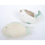 SHORTER & SON FISH POTTERY - SIDE PLATE AND DECORATIVE JUG