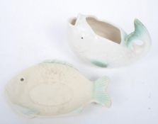 SHORTER & SON FISH POTTERY - SIDE PLATE AND DECORATIVE JUG