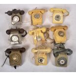 COLLECTION OF NINE VINTAGE 1970S ROTARY DIAL GPO TELEPHONES