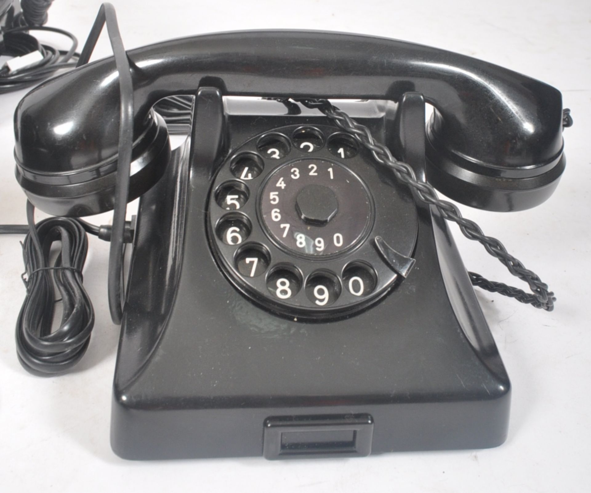 COLLECTION OF FIVE BLACK BAKELITE ROTARY TELEPHONES - Image 3 of 8