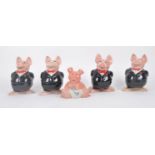 WADE - NATWEST - FIVE 1980S CERAMIC MONEY BOX PIGGY BANKS