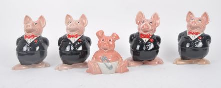 WADE - NATWEST - FIVE 1980S CERAMIC MONEY BOX PIGGY BANKS