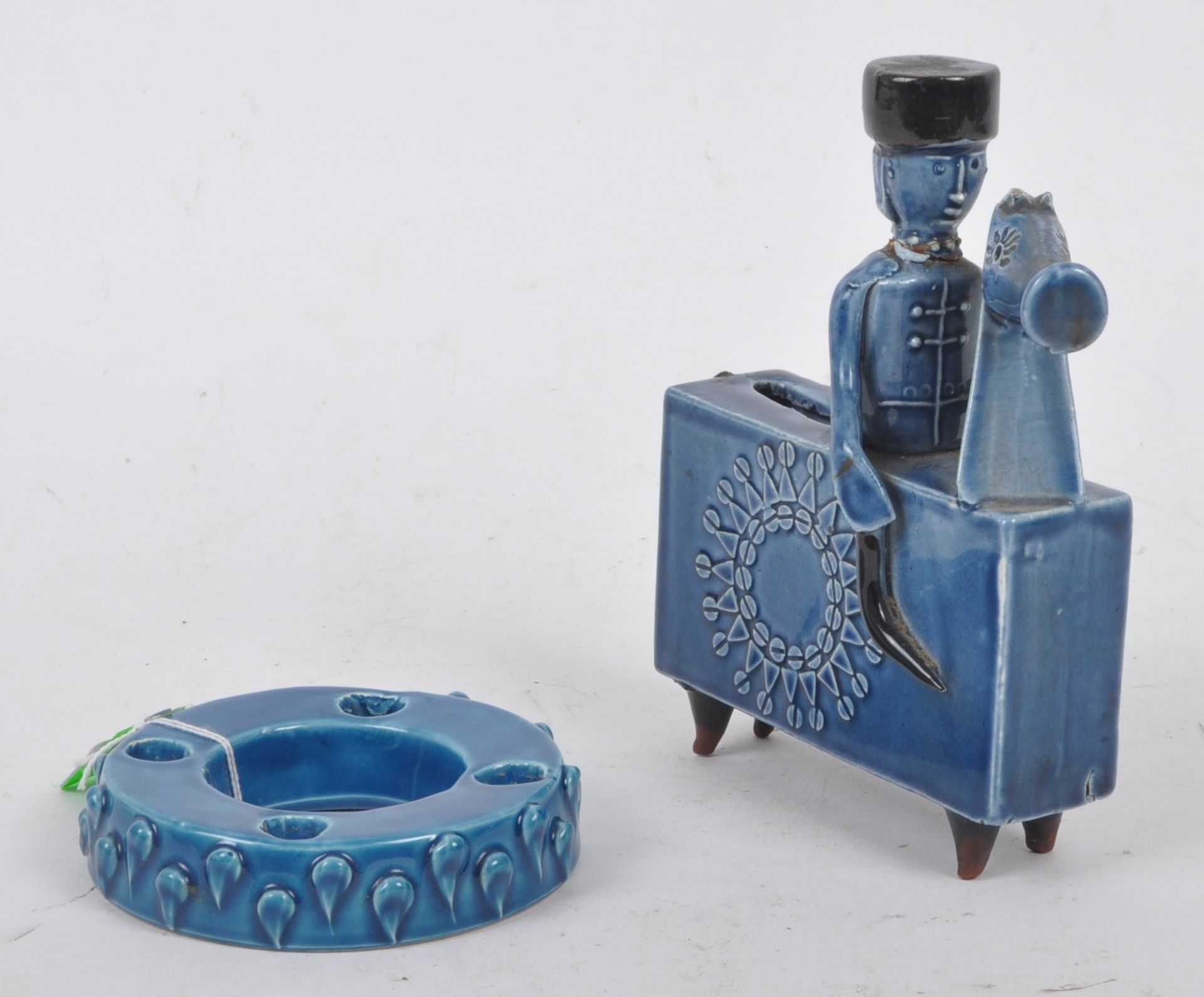 ITALIAN MIDCENTURY CERAMIC BLUE MONEYBOX & 1 OTHER - Image 2 of 3