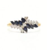 GOLD SAPPHIRE & DIAMOND CLUSTER RING