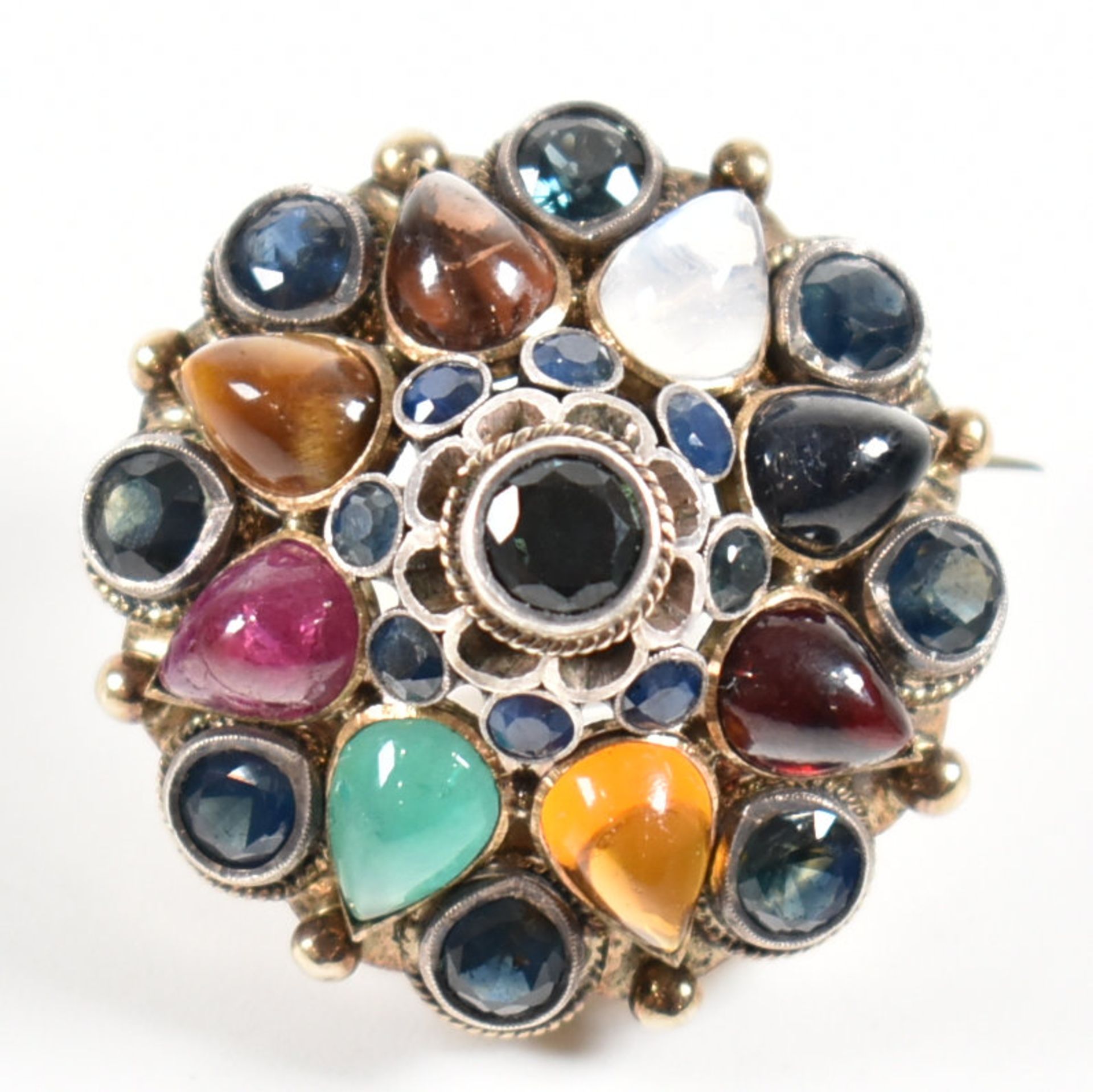 ANGLO INDIAN MULTI GEM SET CLUSTER PENDANT BROOCH PIN - Image 16 of 16