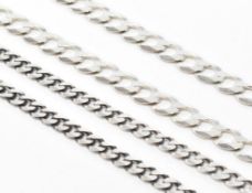 TWO HALLMARKED SILVER CURB LINK CHAIN NECKLACES