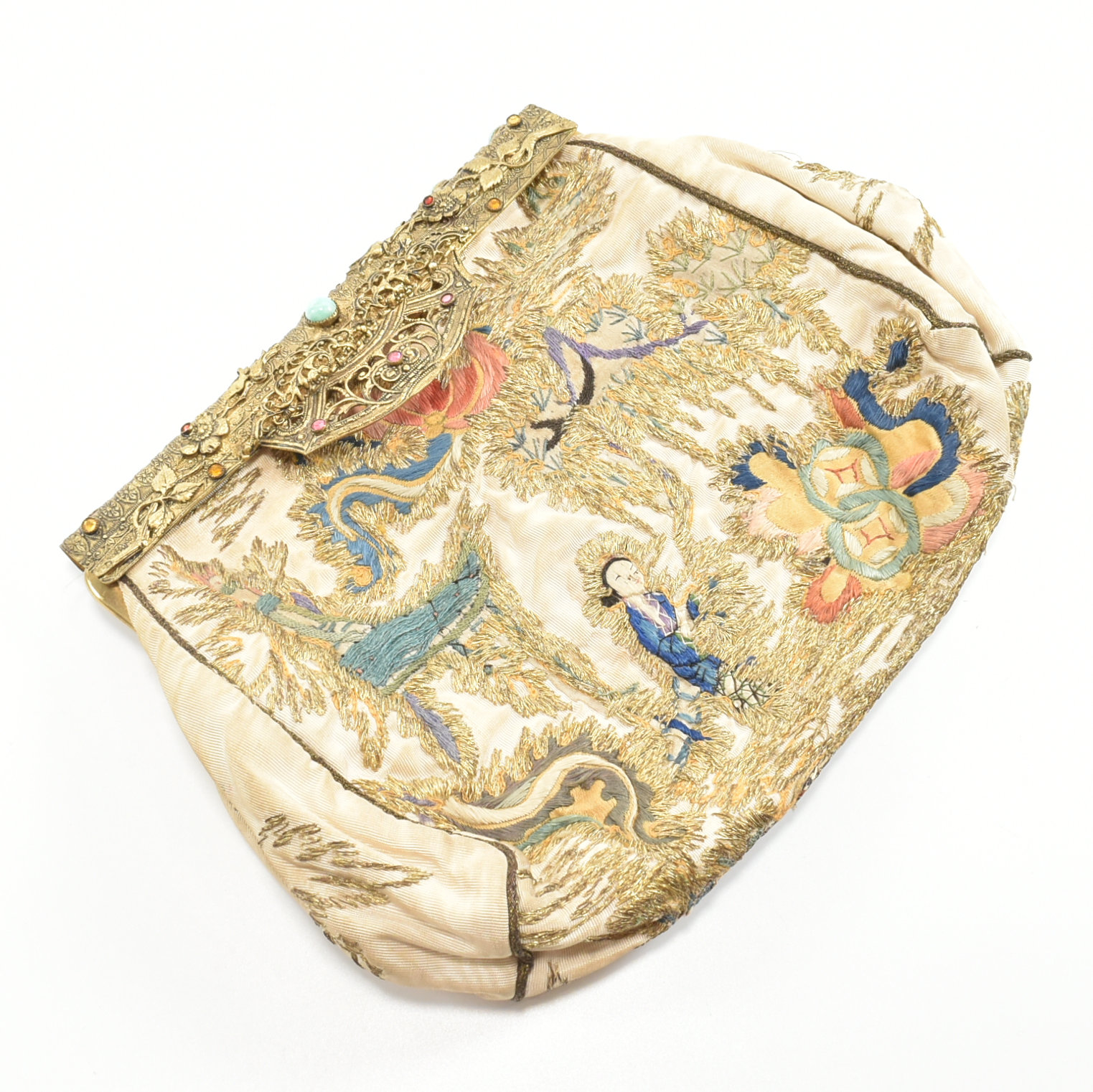 VINTAGE CZECH & CHINOISERIE EMBROIDERED HAND BAG - Image 8 of 10