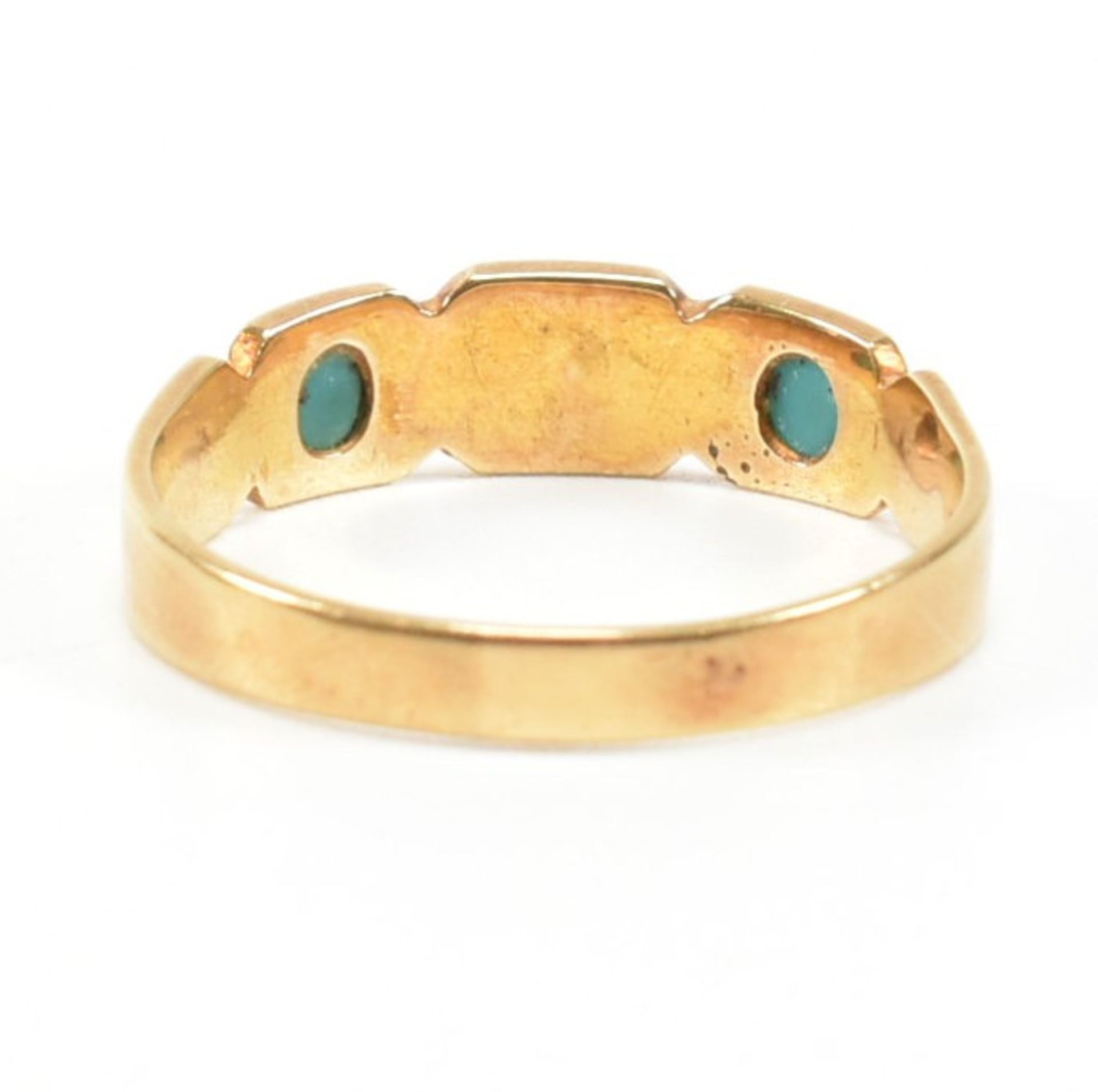 ANTIQUE 18CT GOLD TURQUOISE & PEARL RING - Image 6 of 12