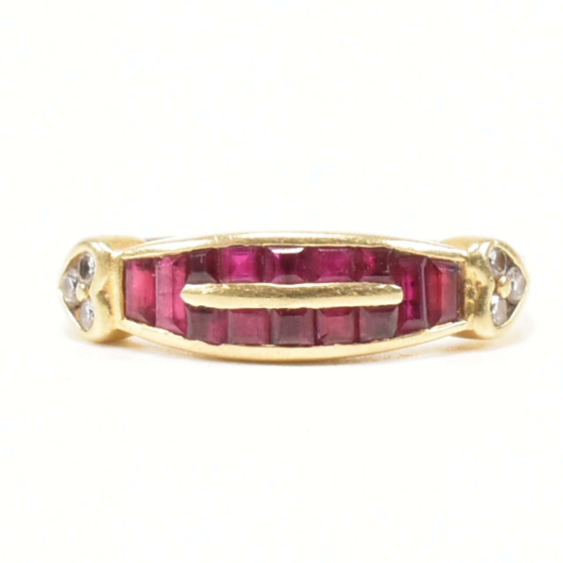 VINTAGE YELLOW METAL RUBY & DIAMOND CLUSTER RING - Image 2 of 11