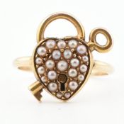 19TH VICTORIAN 15CT GOLD & PEARL RING