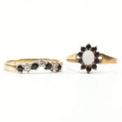 TWO HALLMARKED 9CT GOLD & SAPPHIRE RINGS