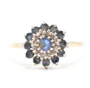 HALLMARKED 9CT GOLD SAPPHIRE & DIAMOND CLUSTER RING