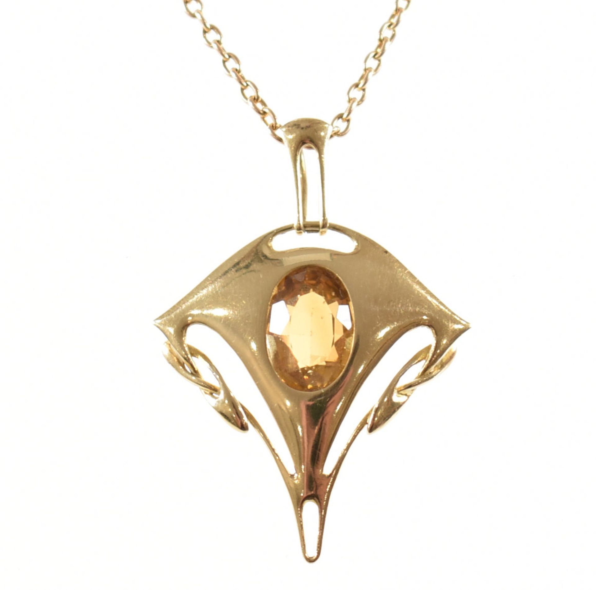 ART NOUVEAU GOLD & CITRINE PENDANT NECKLACE - Image 9 of 10