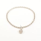 925 SILVER & WHITE STONE CHAIN NECKLACE & CHARM