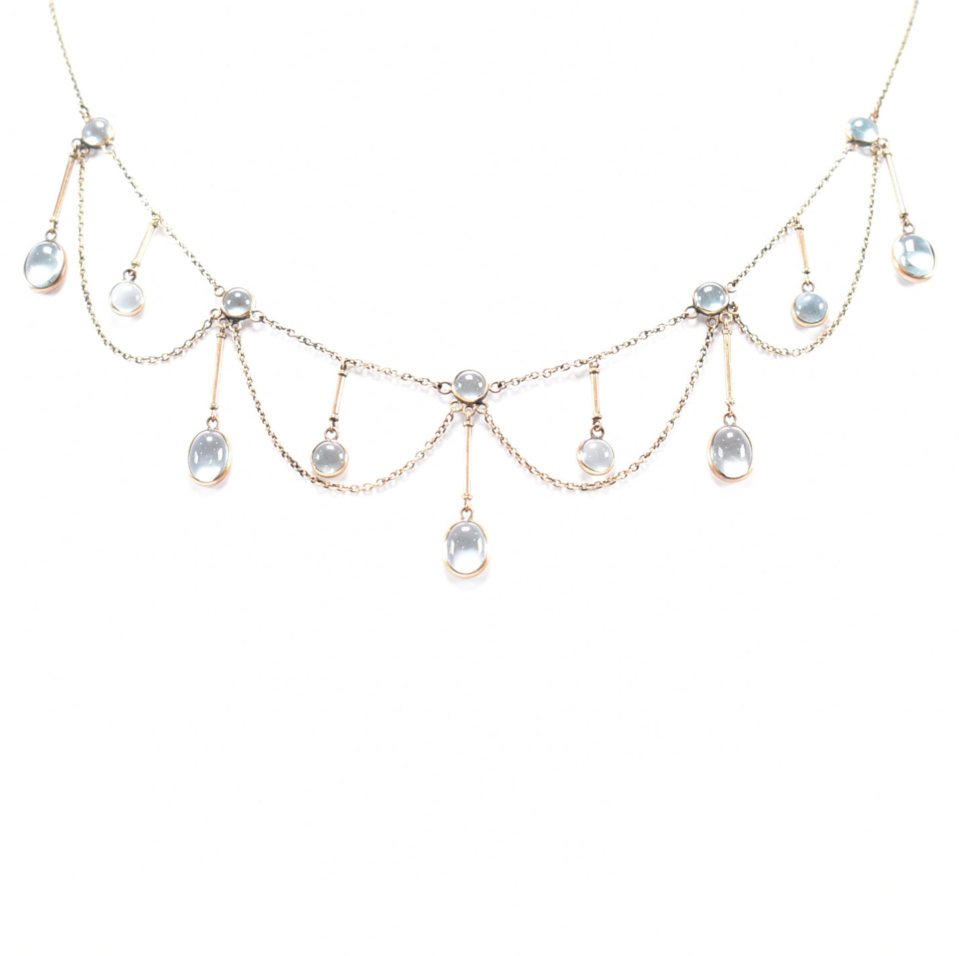 9CT GOLD & BLUE TOPAZ FESTOON NECKLACE - Image 6 of 8