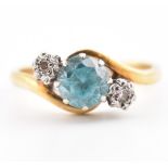 HALLMARKED 18CT GOLD ZIRCON & DIAMOND RING