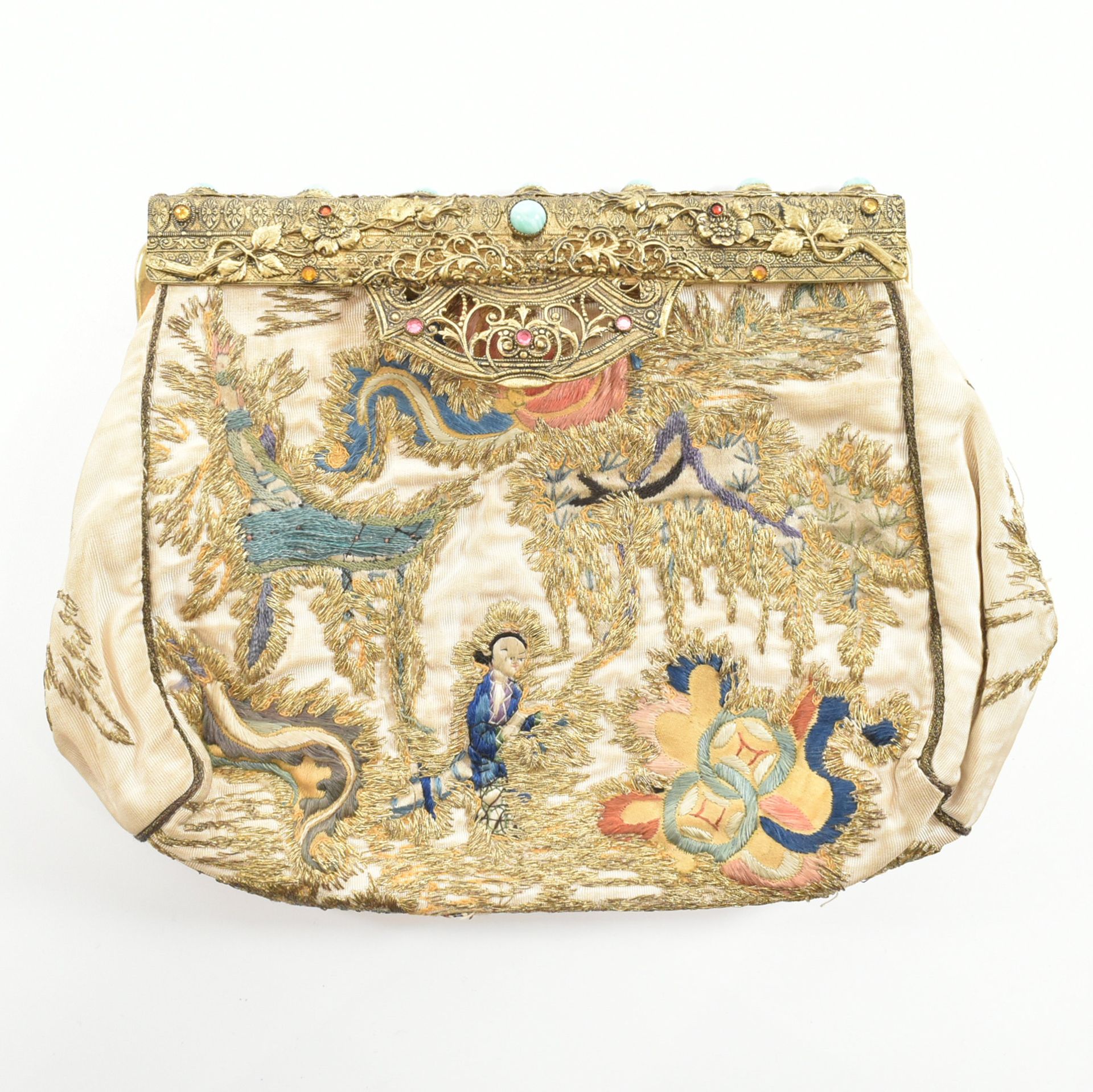 VINTAGE CZECH & CHINOISERIE EMBROIDERED HAND BAG