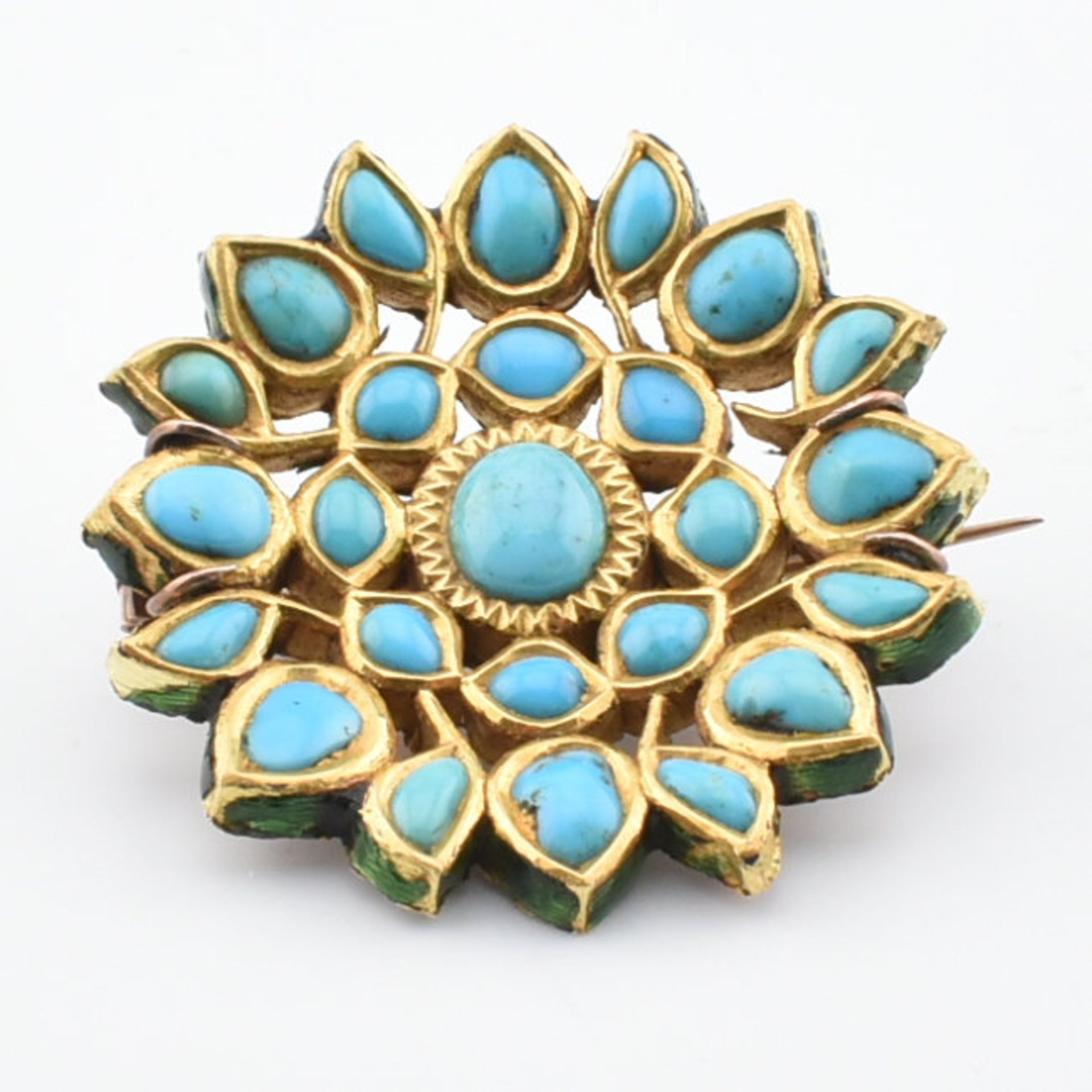 19TH CENTURY VICTORIAN INDIAN ENAMEL & TURQUOISE BROOCH - Bild 3 aus 11