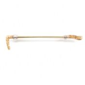 NOVELTY POLO SPORT 14CT GOLD POLO STICK BROOCH PIN