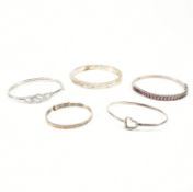 COLLECTION OF ASSORTED SILVER BANGLE BRACELETS