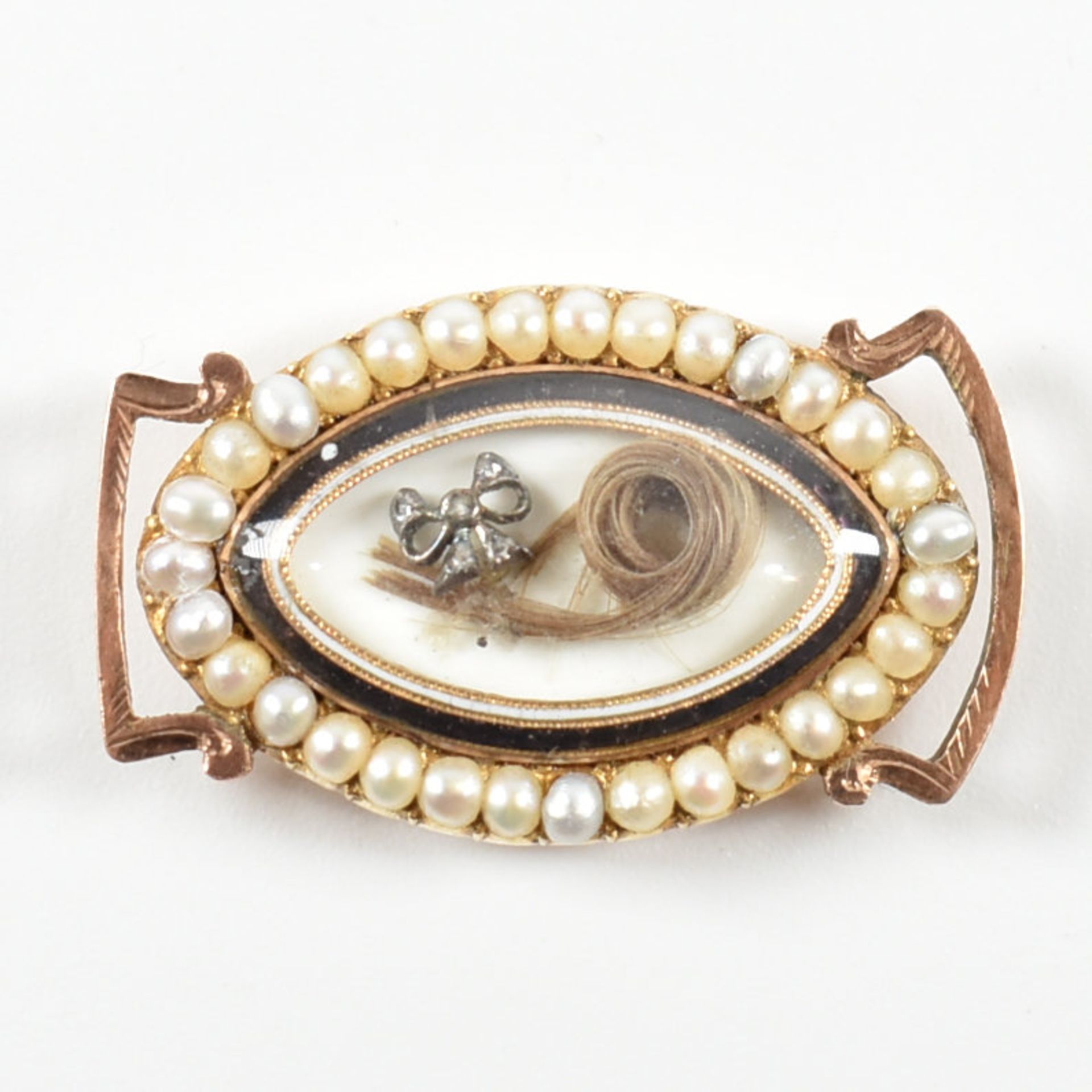 19TH CENTURY GOLD DIAMOND & PEARL MOURNING SLIDE - Image 2 of 5