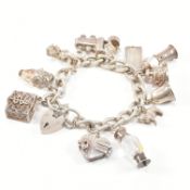 HALLMARKED VINTAGE SILVER CHARM BRACELET WITH CHARMS