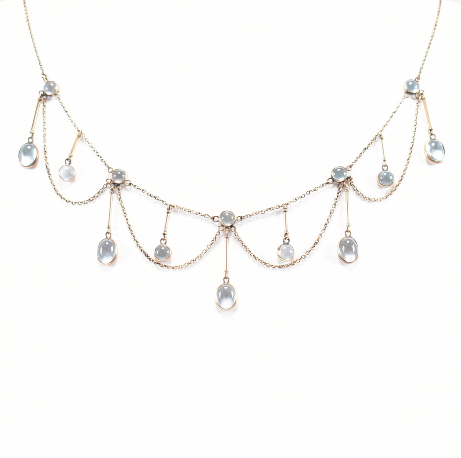 9CT GOLD & BLUE TOPAZ FESTOON NECKLACE