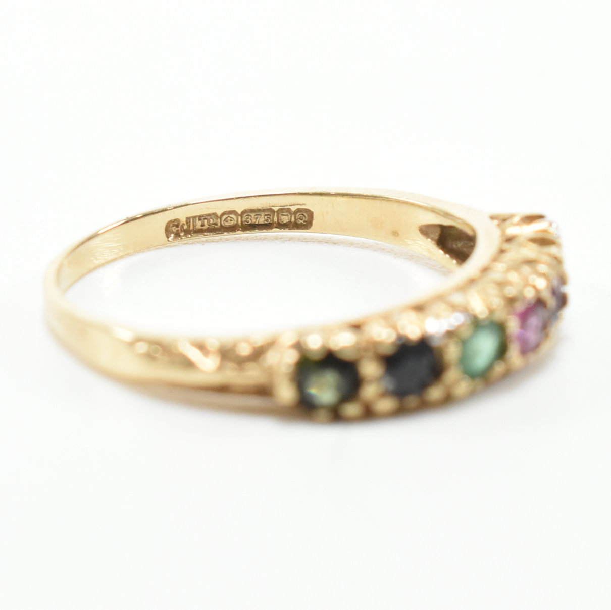 HALLMARKED 9CT GOLD & MULTI GEMSTONE ACROSTIC DEAREST RING - Image 8 of 9