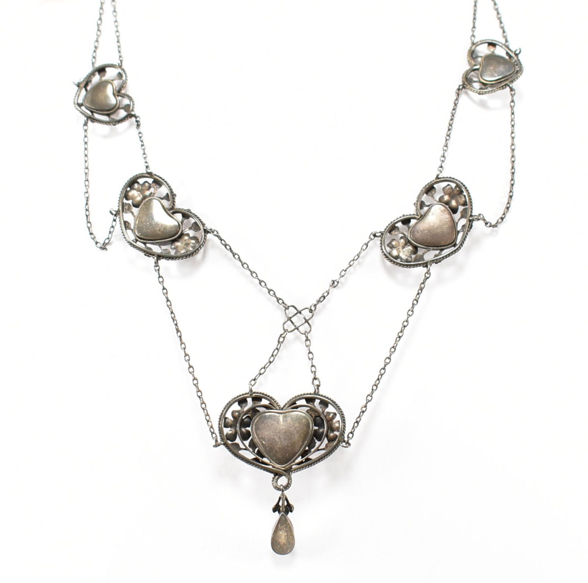 ARTS & CRAFTS SILVER & MOTHER OF PEARL HEART NECKLACE - Image 6 of 11
