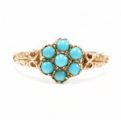 HALLMARKED 9CT GOLD TURQUOISE CLUSTER RING