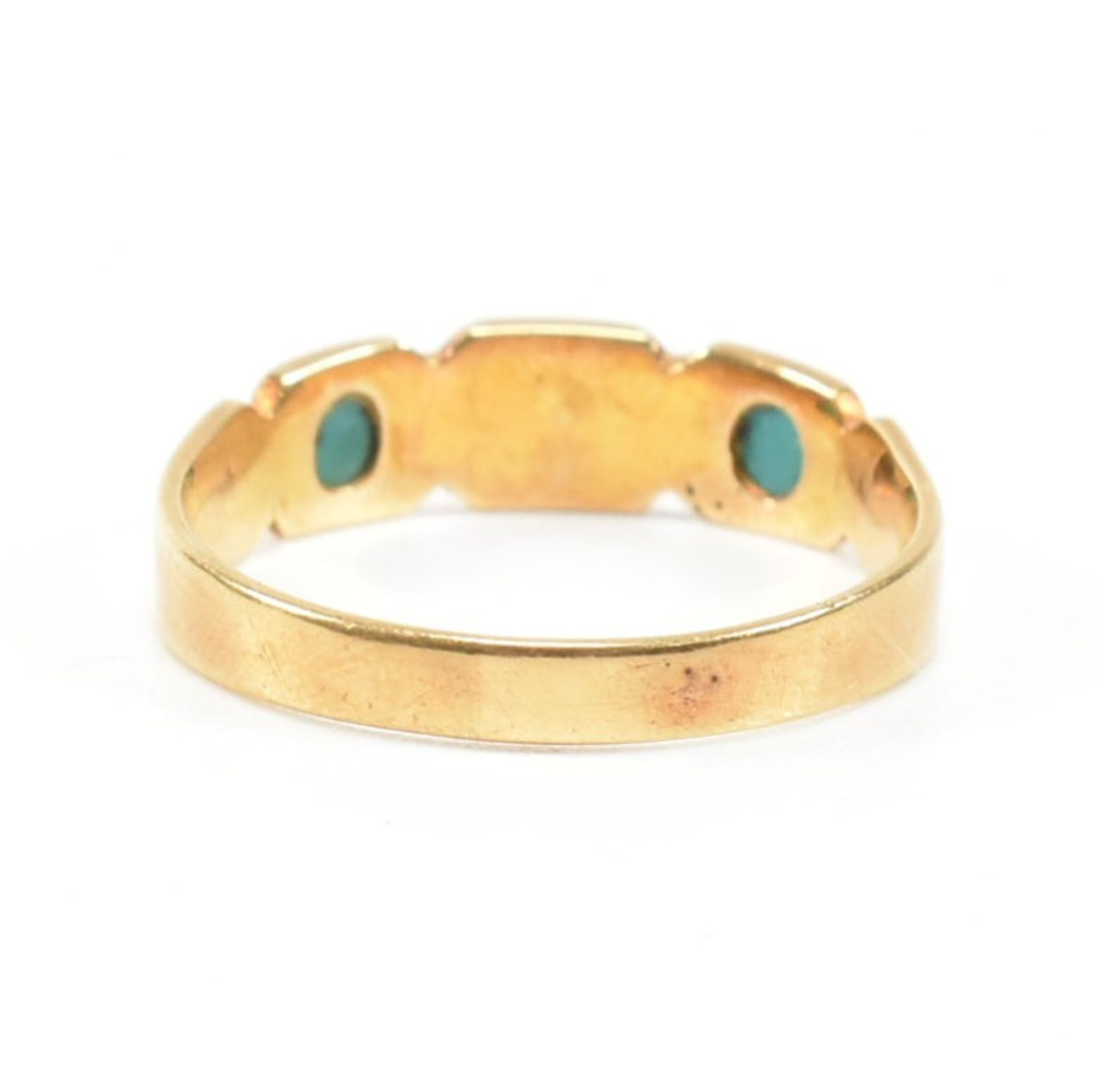 ANTIQUE 18CT GOLD TURQUOISE & PEARL RING - Image 7 of 12