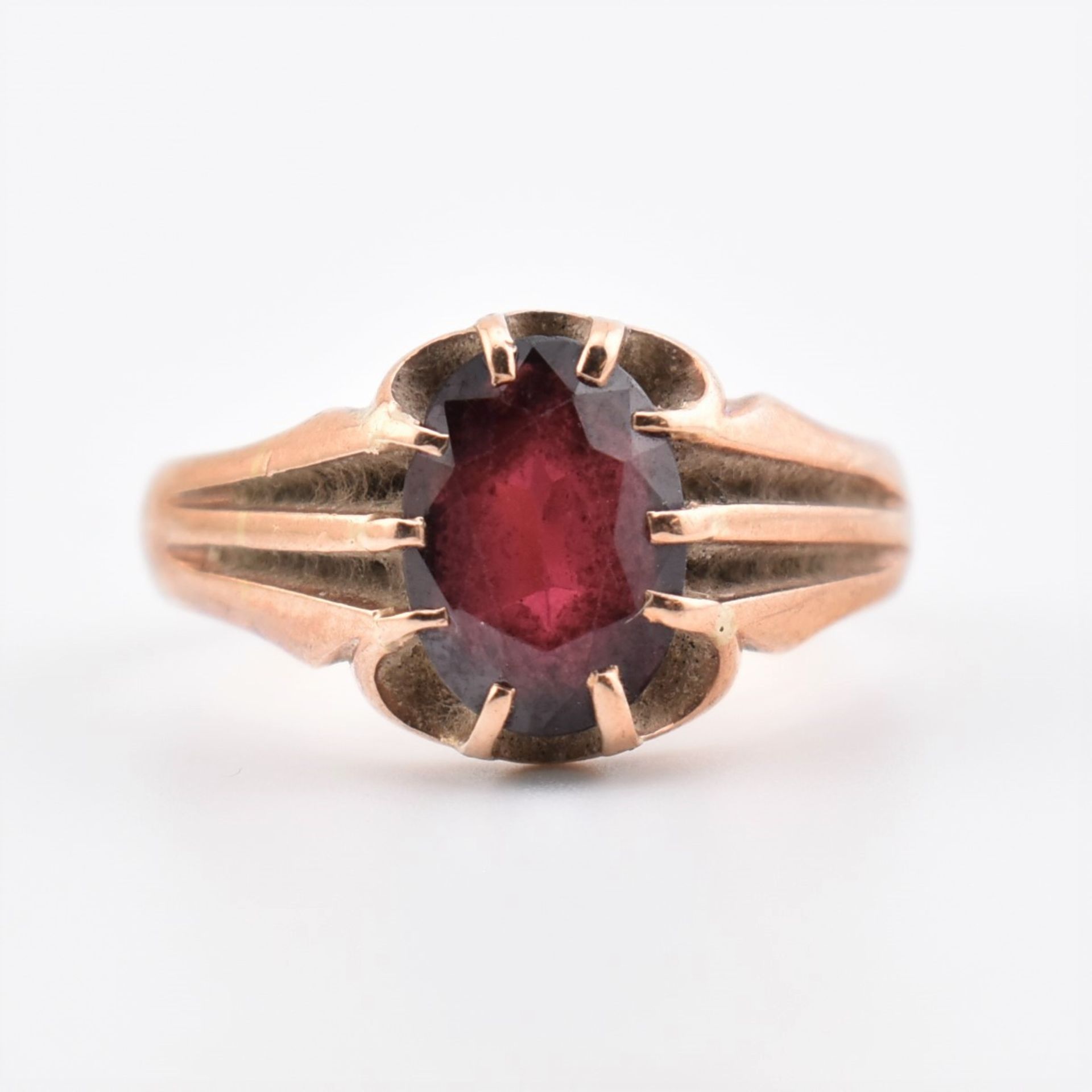 EDWARDIAN HALLMARKED 9CT GOLD & GARNET RING - Image 5 of 8