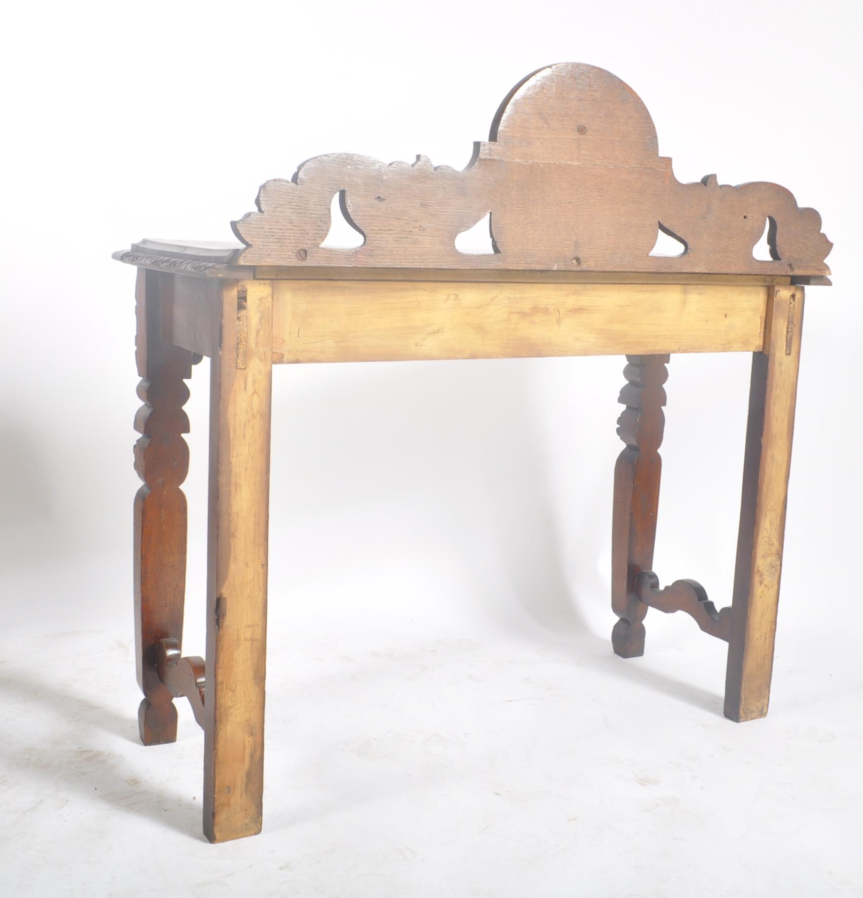 19TH CENTURY VICTORIAN CARVED OAK WRITING TABLE DESK - Image 7 of 7