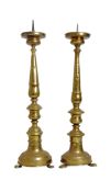 PAIR OF 18TH CENTURY CONTINENTAL BRASS ECCLESIASTIC PRICKETS