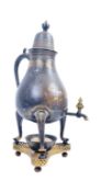 19TH CENTURY BLACK LACQUERED COFFEE POT ON STAND