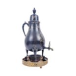 19TH CENTURY BLACK LACQUERED COFFEE POT ON STAND